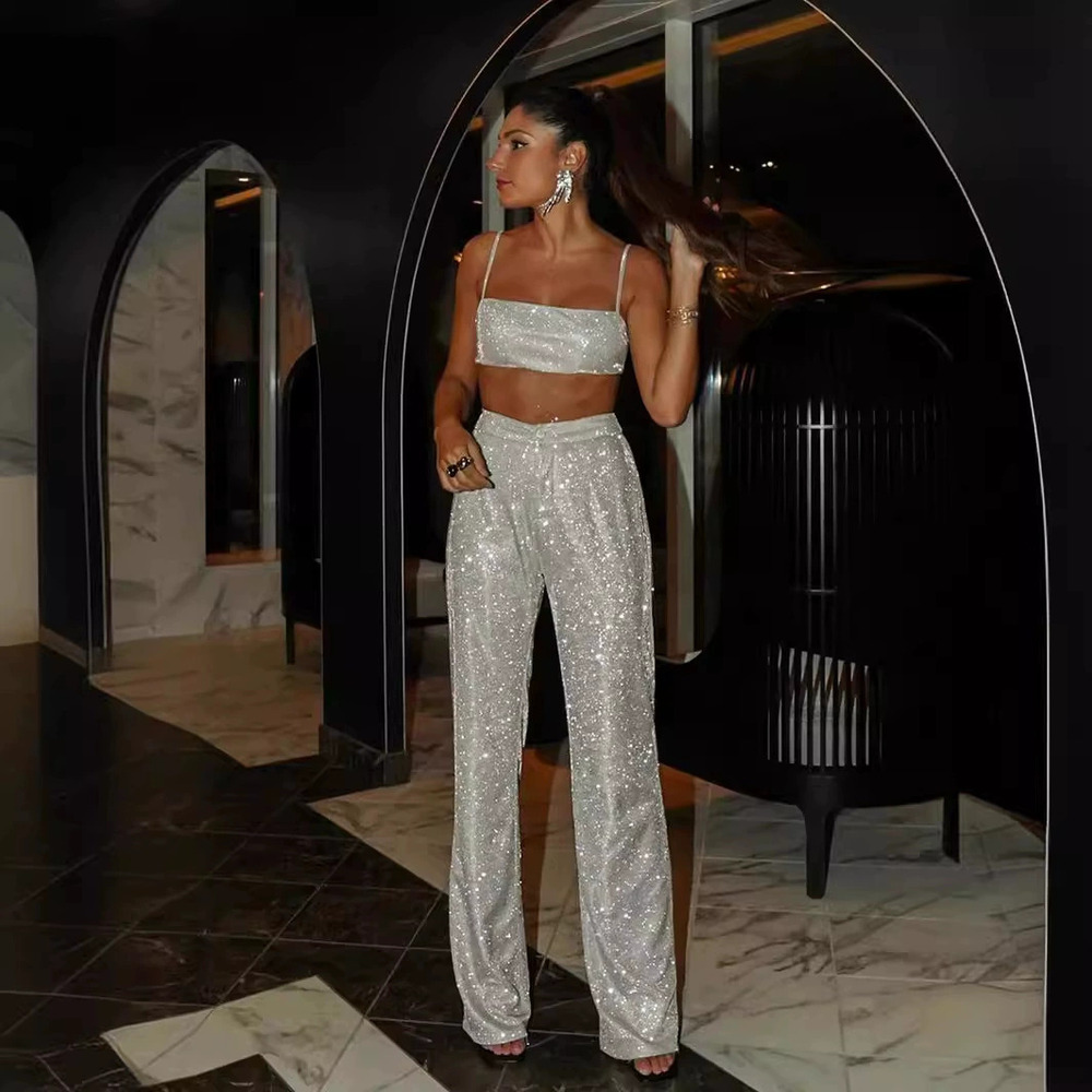 Forever 21 Shiny Cropped Top Set Nightclub